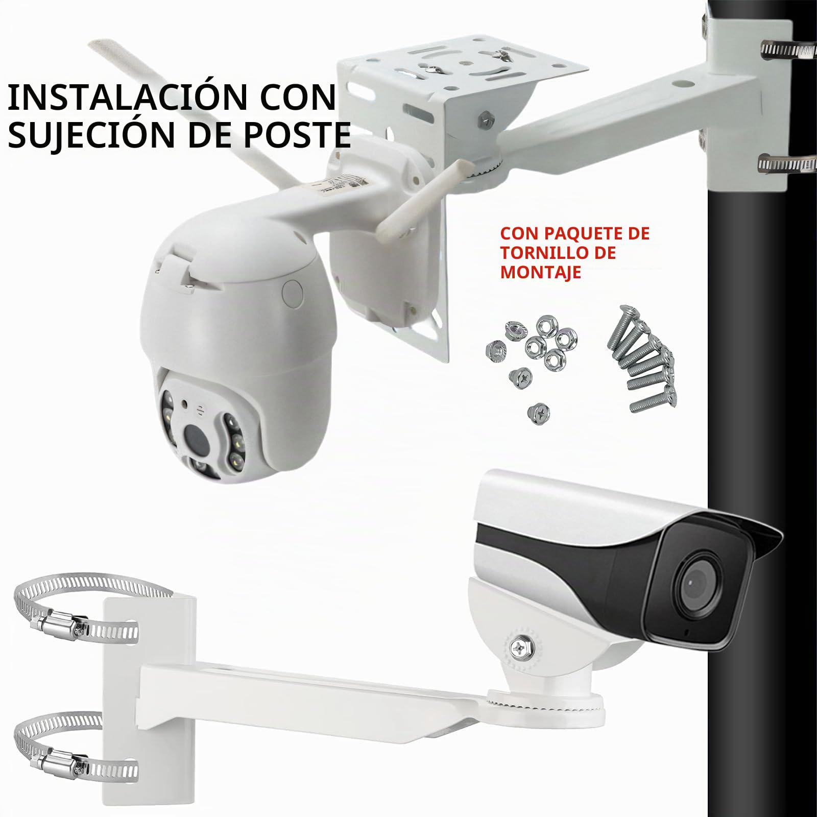 Soporte de Cámara Exterior Ajustable, Soporte Camara Vigilancia, para Cámaras de Seguridad y Videovigilancia, Angular Multiángulo Ajustable para Cámara Exterior, Instalación Fácil y Versátil