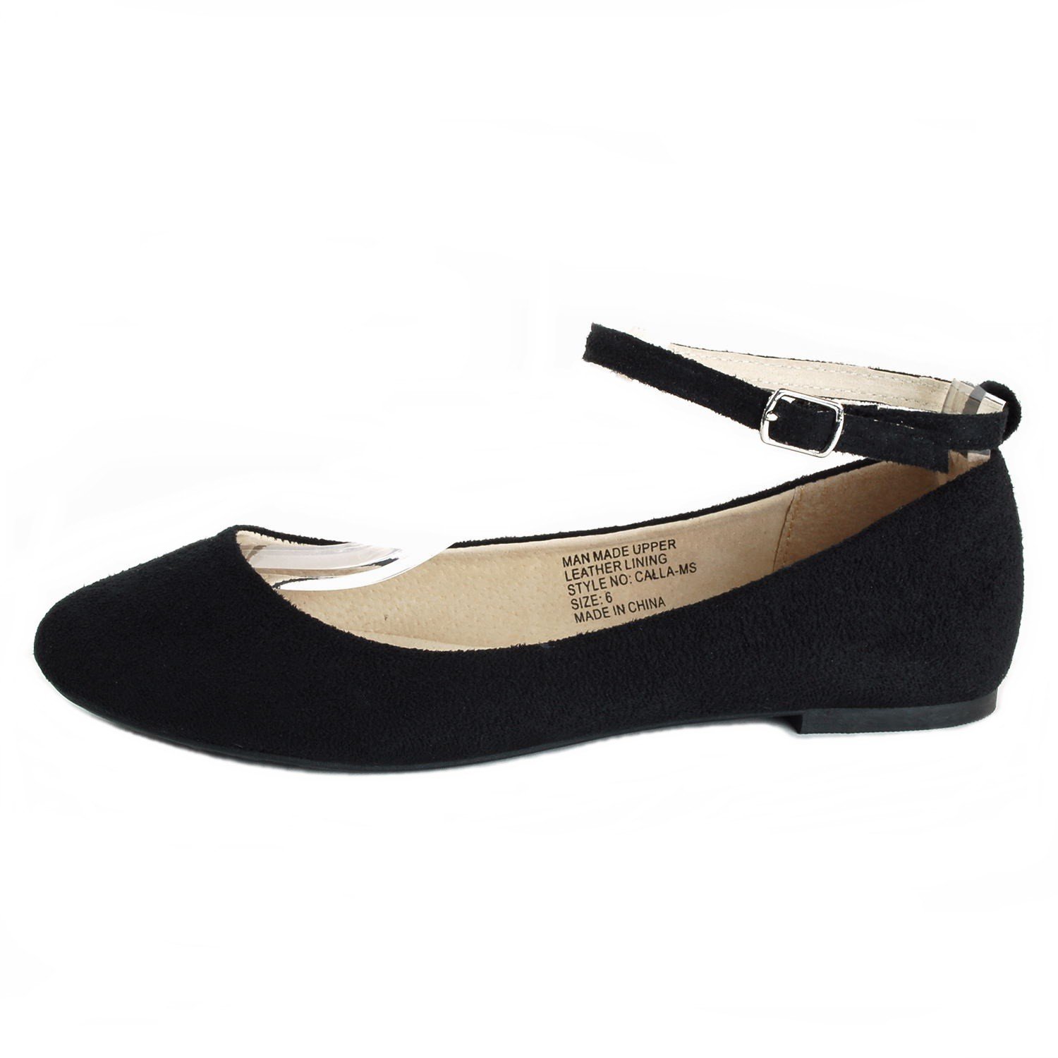 alpine swiss Ballerine Calla con cinturino alla caviglia foderate in pelle scamosciata da donna