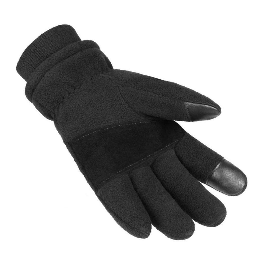 Gants antidérapants Chauds d'hiver Gants en Tricot Thermique imperméables Gants à écran Tactile pour Le Cyclisme Ski Running Sports de Plein air Escalade Noir L