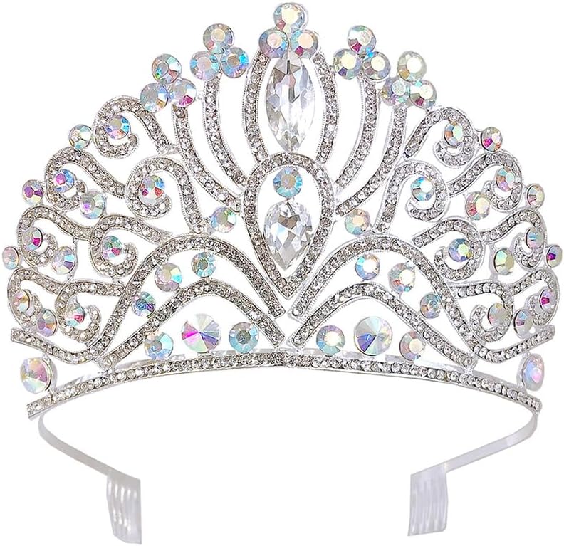 1pc Shiny Big Bridal Tiaras Crystal Tiara Crowns for Women Princess Elegant Rhinestone Crown Princess Crowns for Weddings Prom Birthday Parties