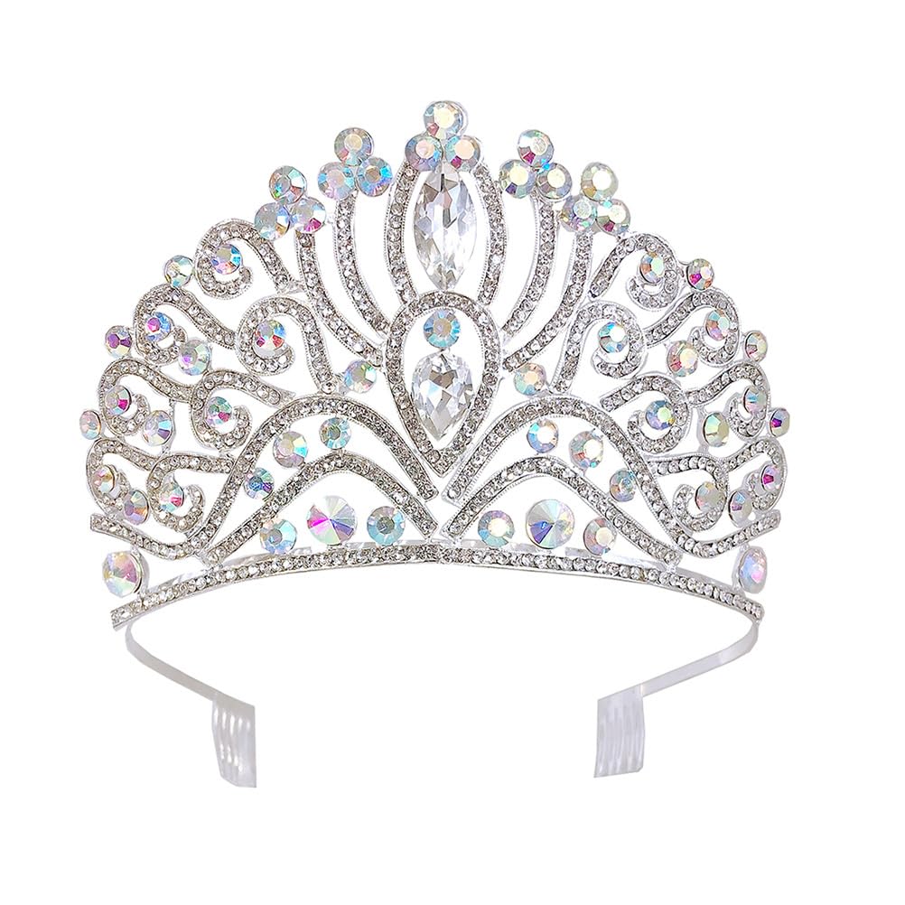 1pc shiny big crown pageant tiara wedding tiara for veil Wedding Headpiece girls Rhinestone Bridal Pearl headpiece for women princess bride evening dress crystal glass Baroque