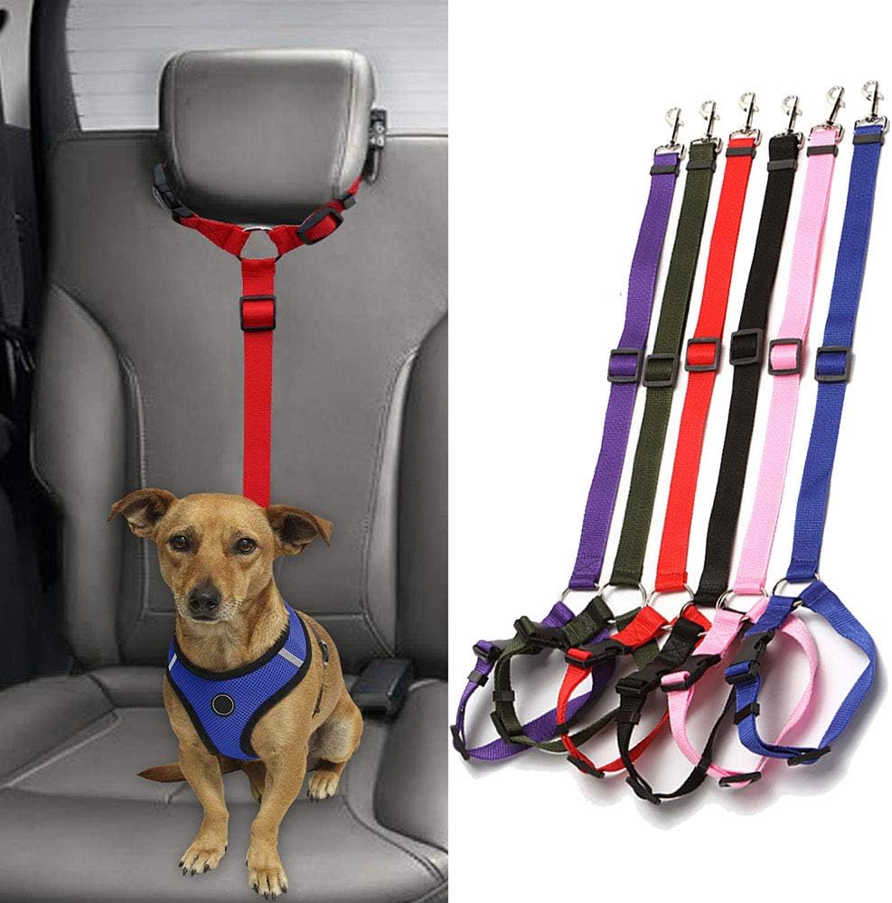 Pet Dog Cat Car Seat Belt Adjustable Harness Seatbelt Leash for Small Medium Dogs Travel Clip Supplies 13 Colors(Pink)