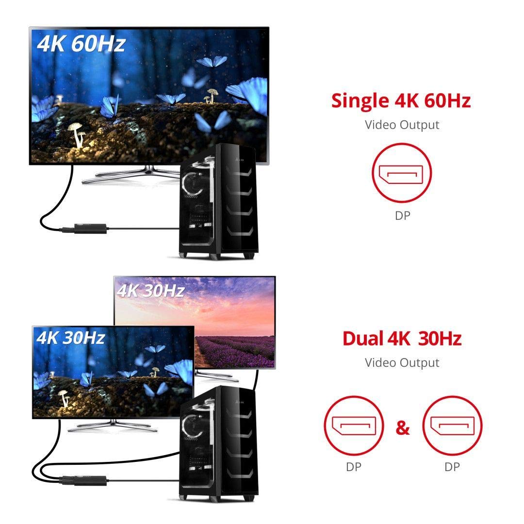 SIIG Mini DisplayPort 1.2 a 2 porte DisplayPort MST Hub Video Splitter, non per HDMI, DisplayPort Daisy Chain Monitor, non per MacOS, conforme TAA (CE-DP0J11-S1)