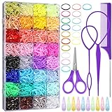 32 Colored Elastic Ties, 1700 Pieces Rubber Bands With 14 Styling Tools, Hair Tie Cutter and Accessories for Girls, Baby, Toddler, Kids