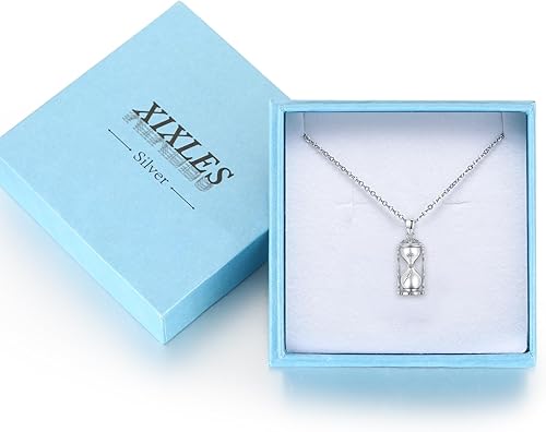 Miniatura 7 de Collar de urna de reloj de arena para cenizas de plata de ley S925 con dije de reloj de arena y cremación, recuerdo conmemorativo, collar de urna de