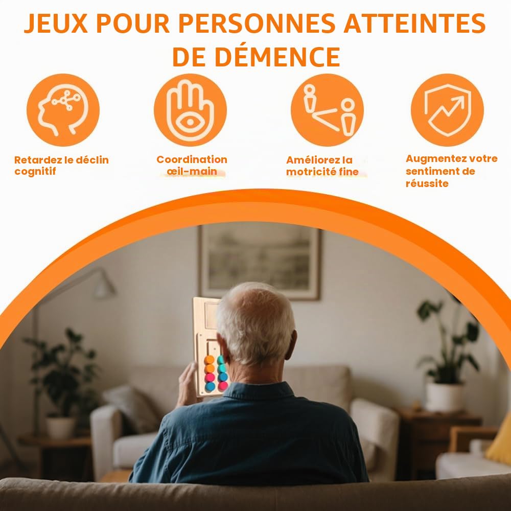 Activités sur la Démence pour les Personnes Âgées, Bois Alzheimer Jeux avec 12 Cartes, Jeux de Mémoire pour Adultes