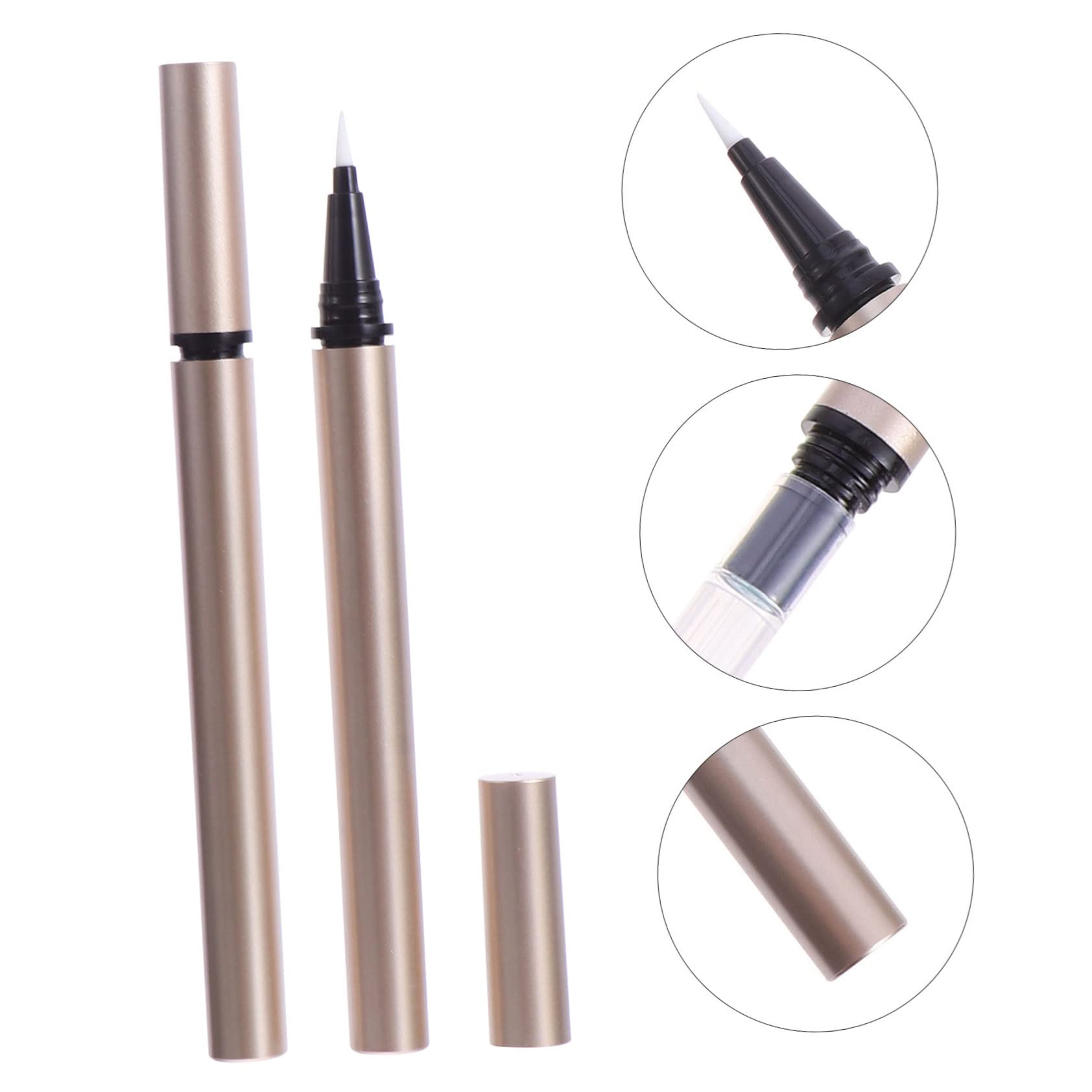 FRCOLOR 5 Pezzi Tubetti di Eyeliner Vuoti Ricaricabili 1Ml in Plastica Oro per Make-up Fai da Te e Applicazione Professionale nei Negozi di Cosmetici