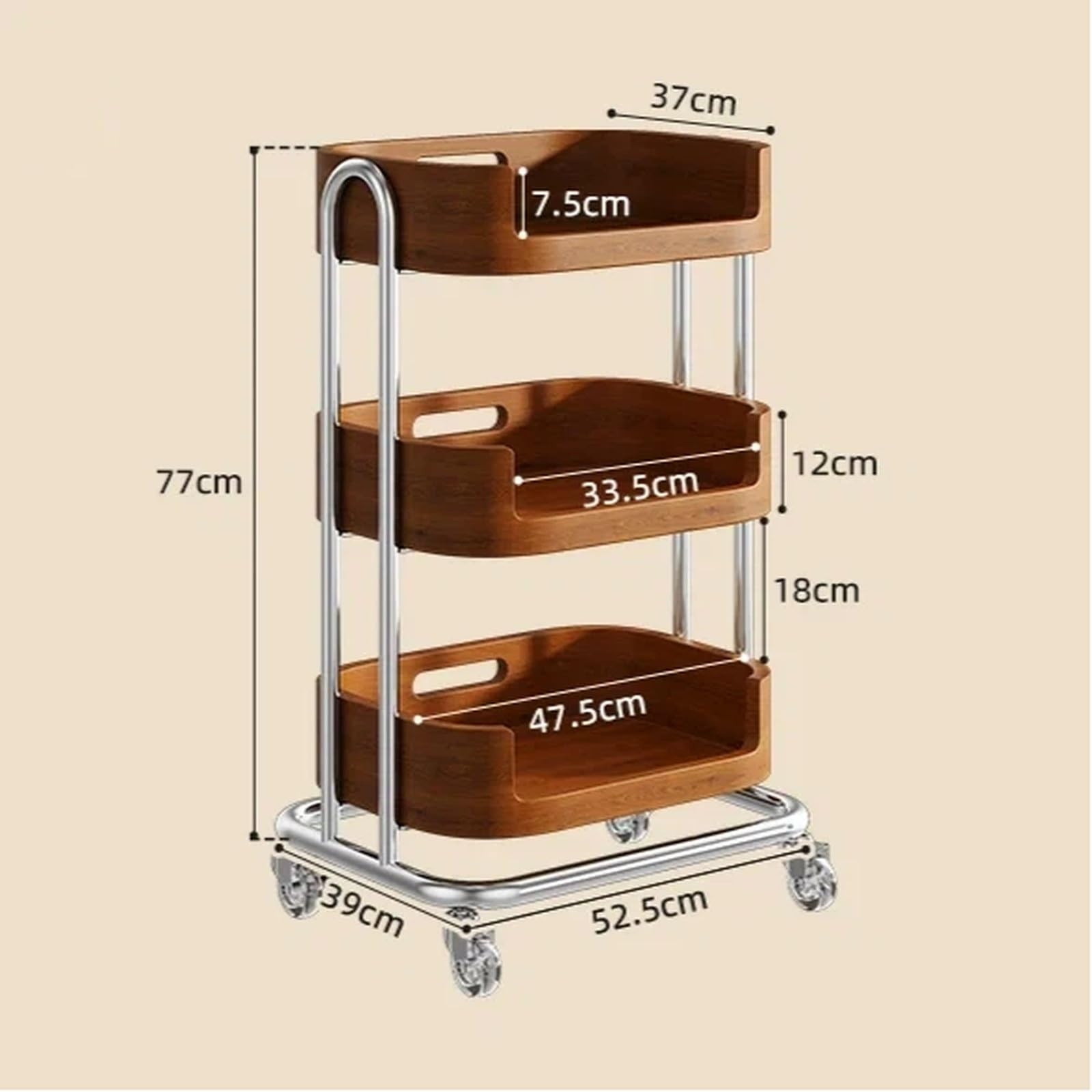 huanglyc-232 Carrito de refrigerios móvil y Mesa Auxiliar, Estante Almacenamiento Frutas Verduras for Cocina rodante Carro Utilitario