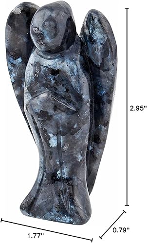 Miniatura 6 de Rockcloud Figuras de ángel guardián talladas con piedras preciosas de cristal curativo de 3 pulgadas, labradorita