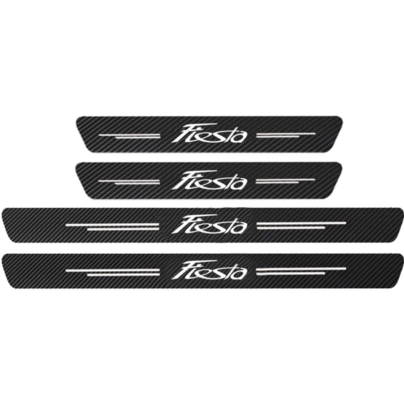 4pcs Car Door Sill Protector Strips Carbon Fiber Threshold Protective Film Kick Plate Cover Sticker for Fo-rd Fiesta 2021 2010 2011 2012 2013 2014 2015 2016 Car Accessories,White