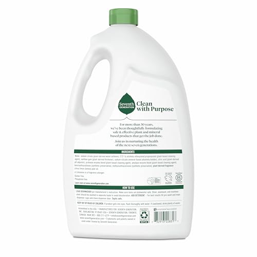 Image of Seventh Generation Dishwasher Detergent Gel Lemon Scent 2 pack for sparkling dishes dishwasher soap 70 oz