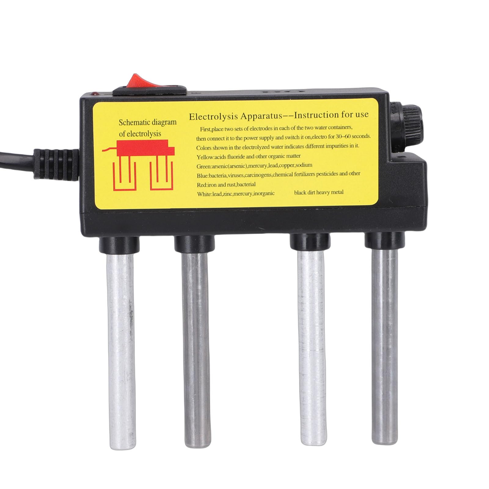 Jectse Électrolyseur d'eau, Testeur Rapide de qualité de l'eau TDS PH avec électrodes en Fer et en Aluminium pour Les Tests d'eau Potable Domestique (Prise UE)