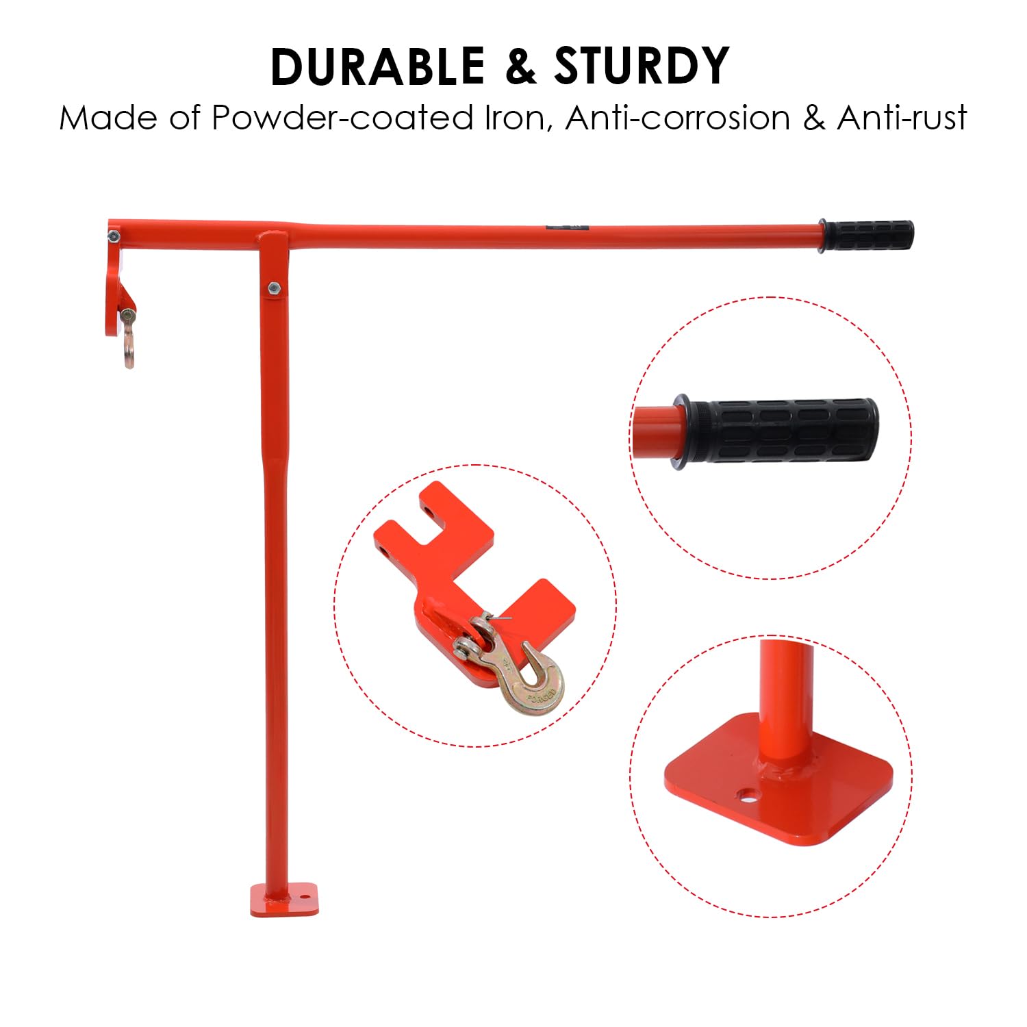 TOPWAY Extractor de Postes en T, 43" con Cadena de 300 cm de Largo, Removedor de Estacas de Madera de Hierro para Postes, Arbustos, Tocones de Árboles, Vallas de Jardín y Granja