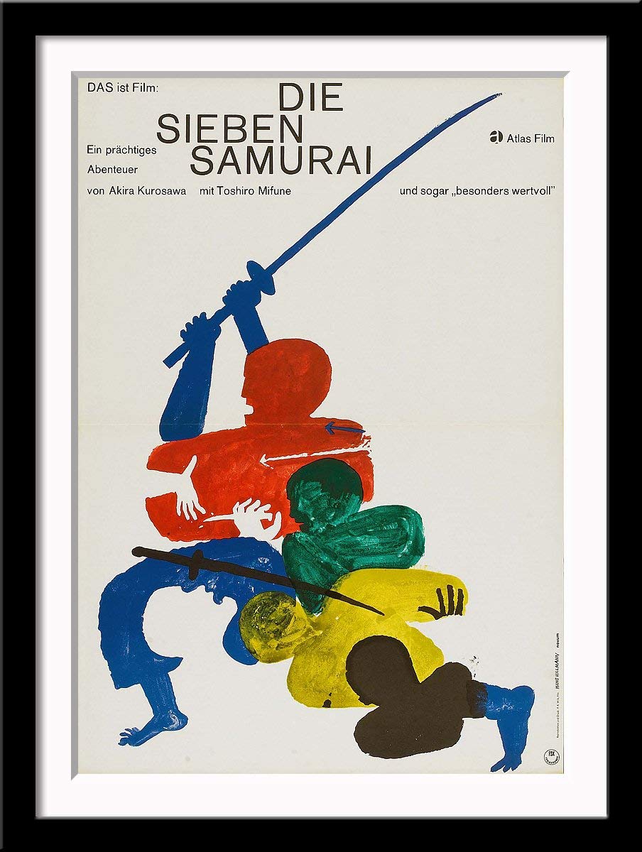 Tallenge - Seven Samurai - Akira Kurosawa - GERMAN Release Movie Poster - Small Framed Poster(Paper,12 x 17 inches, MultiColour)