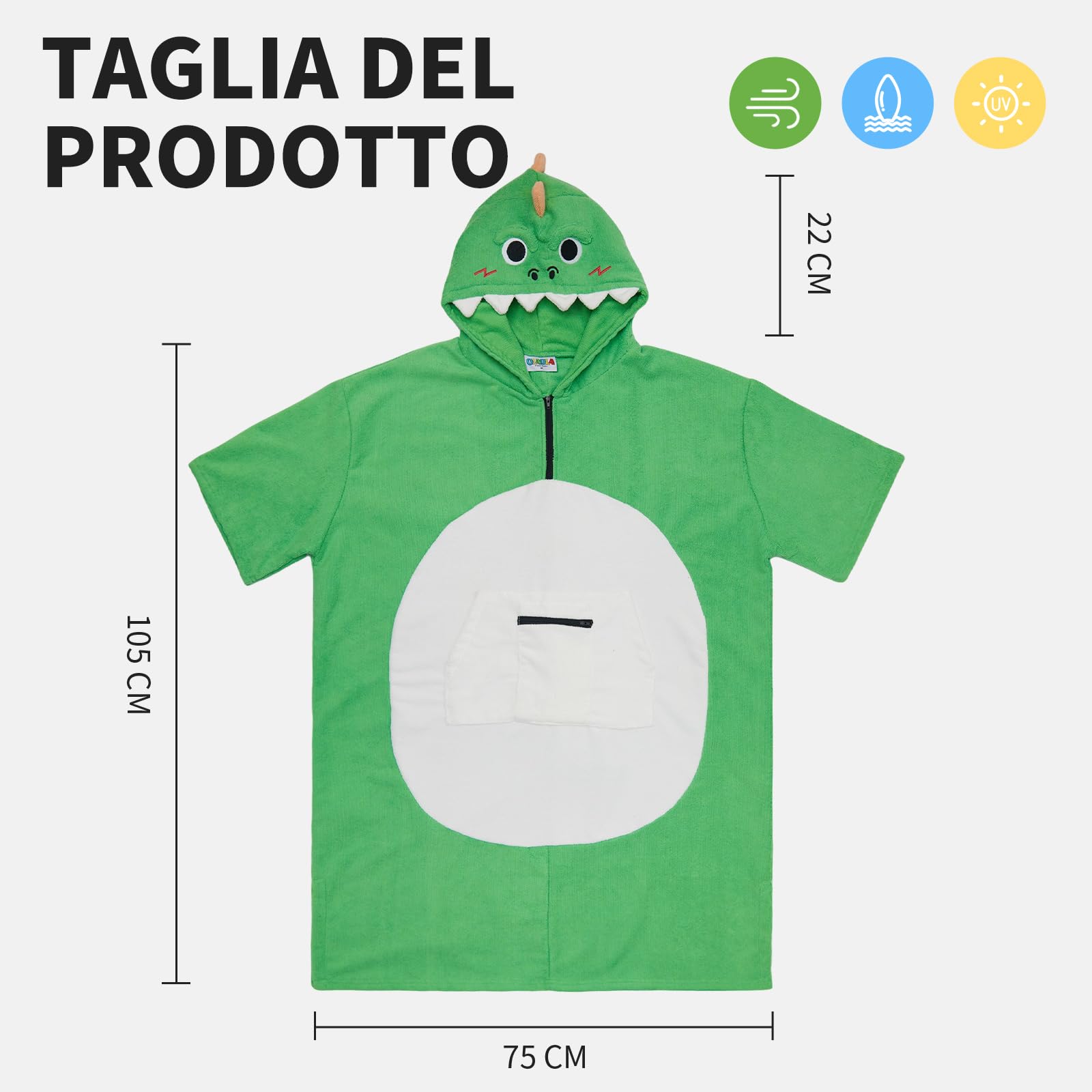 OLAOLA Surf Poncho per Adulti, Asciugamano da Bagno con Cappuccio e Tasca, Morbido Cambio Accappatoio Spiaggia, Asciugatura Rapida Asciugamani Poncho per Donne e Uomini (Dinosauro)