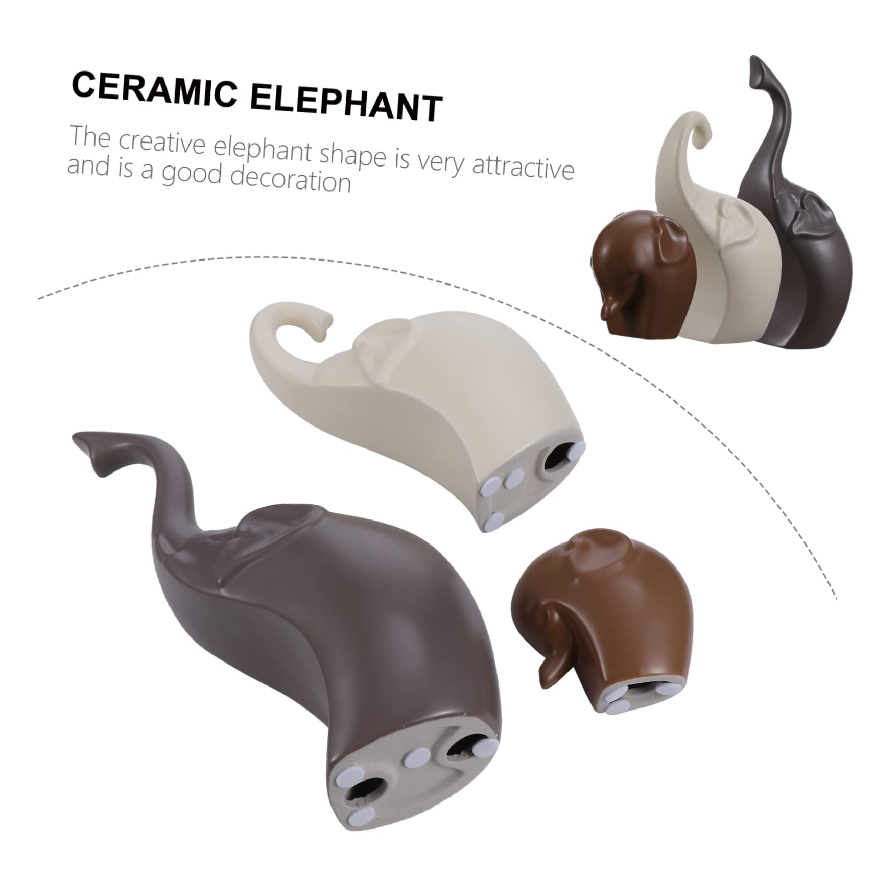 Zerodeko Figura de Elefante de Cerámica Creativa, 3 Piezas para Decoración