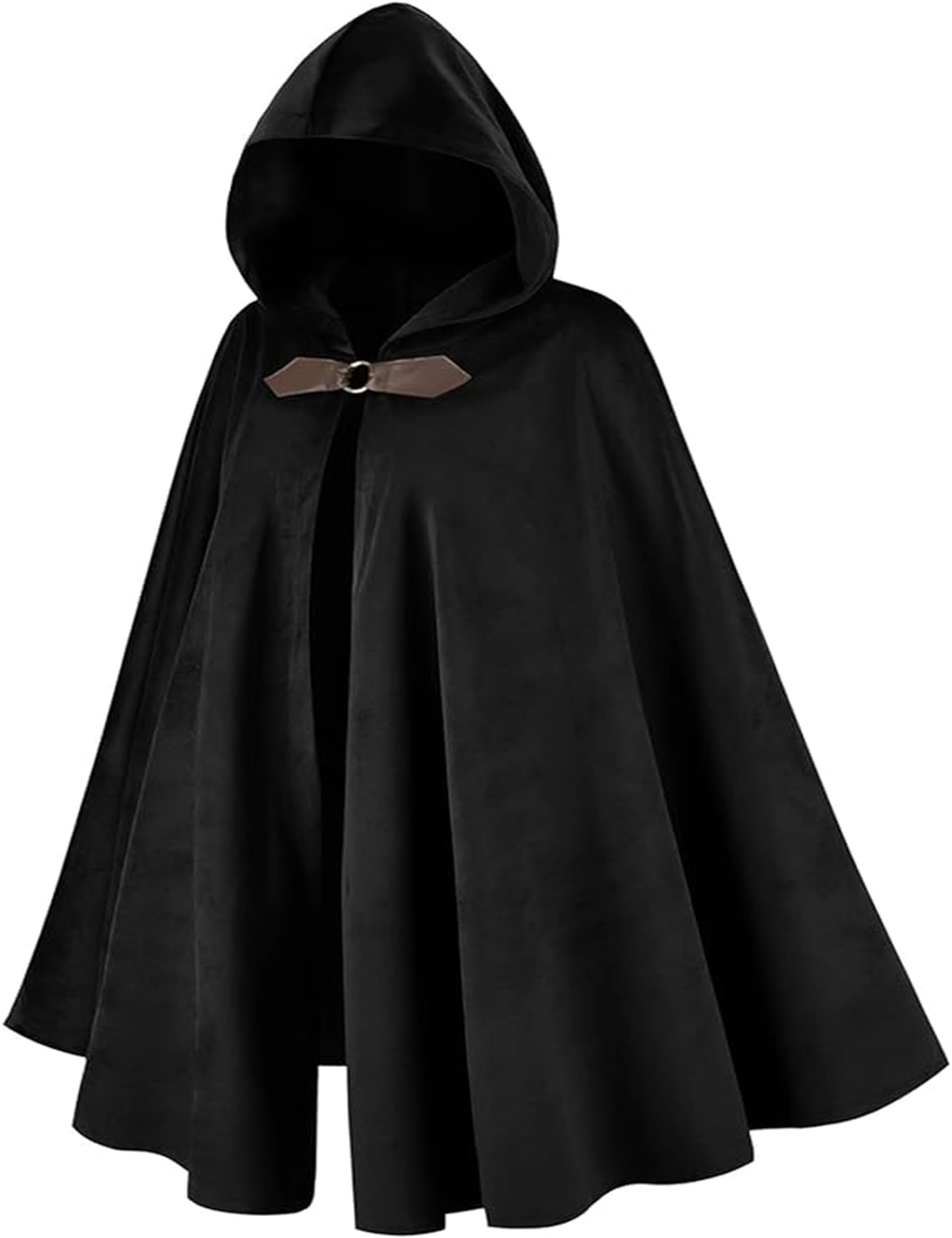 LIKPOJA Renaissance Hooded Cloak for Men Medieval Hobbit Halloween Costume Cape Victorian Capelet Velvet Gothic Halloween Costume(BlackB,130cm) - Image 3