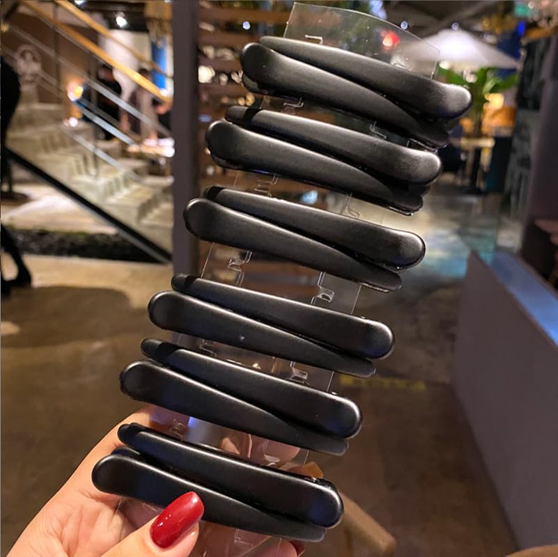 Hair Clips for Styling, Sublaga 12 PCS Non-Slip Colorful Plastic Duckbill Alligator Hair Barrettes Pins for Women, Baby Kids and Girls, 3.5 (12pcs Matte Black)