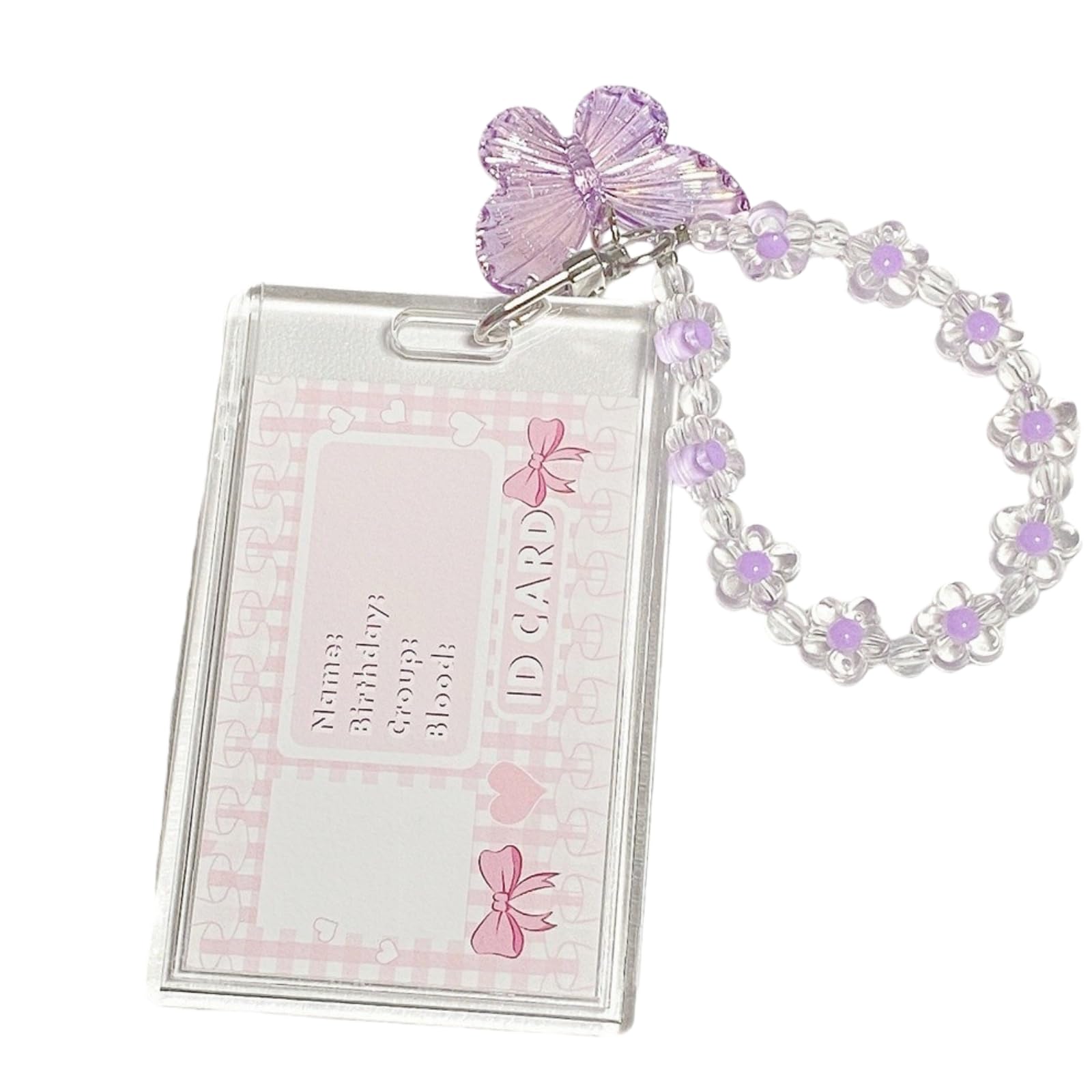 Acrylic Butterfly Kpop Photocard Holder with Keychain, Cute Clear Photo Card Holder for Album Cards, Credit or Bank Cards and ID Badges, Protective Photocard Holder for Display Daily Carry