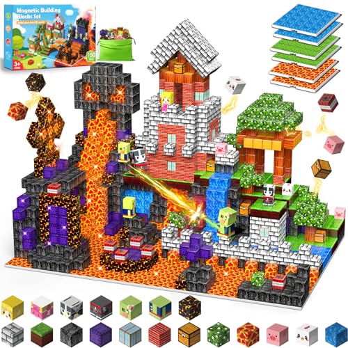 Wootoyz 150 Pièces Bloc de Construction Magnétique, Jouet Enfant 3 4 5 6 Ans Cube Magnetique Enfant Cadeau Garcon Fille 3 4 5 6 Ans Jouets Sensoriels STEM Montessori