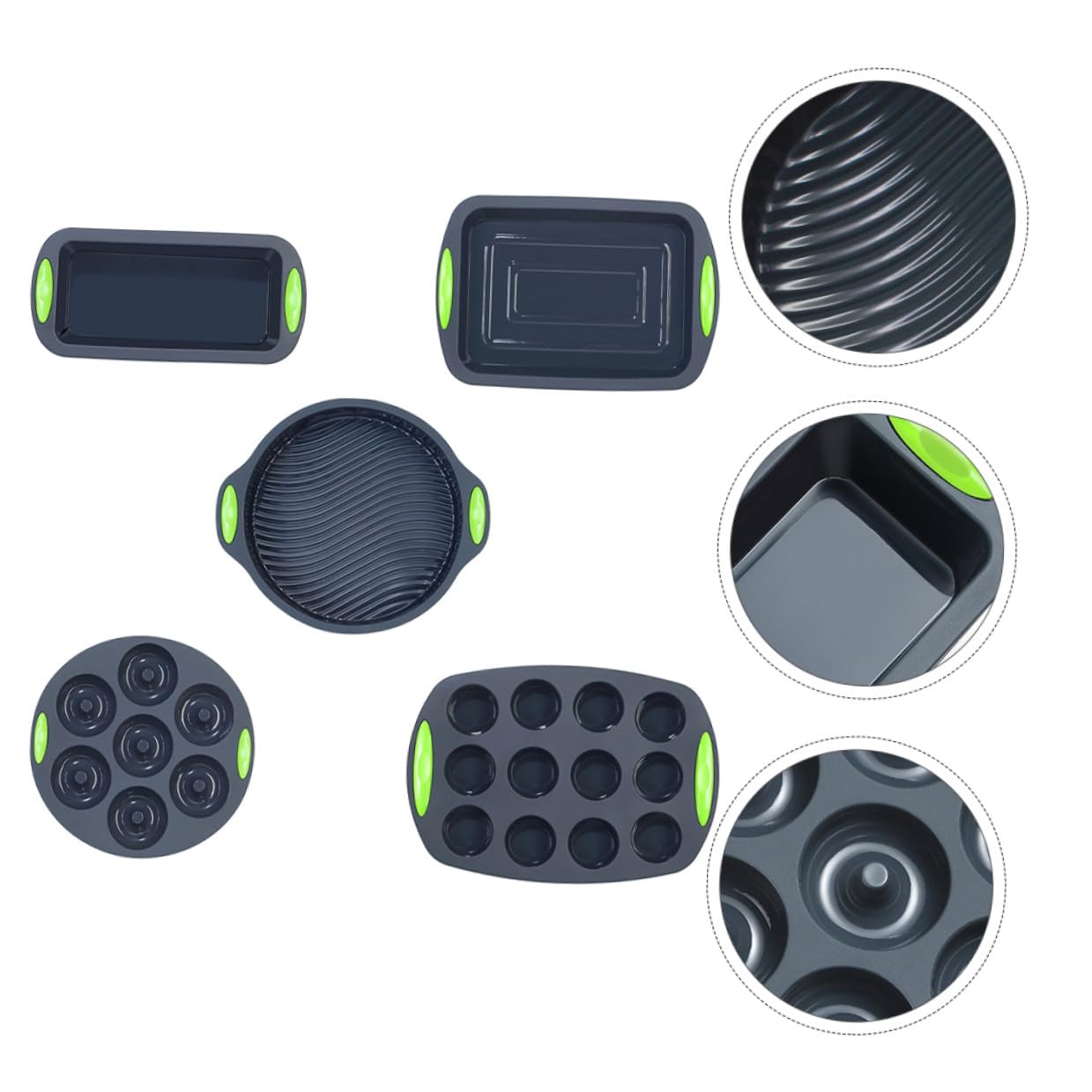 POPETPOP Molde de Silicona para Hornear 5 Piezas Kit de Moldes Rectangulares Gris Resistente a Temperaturas 40°C a 240°C Utensilios Cocina DIY para Pasteles Caseros