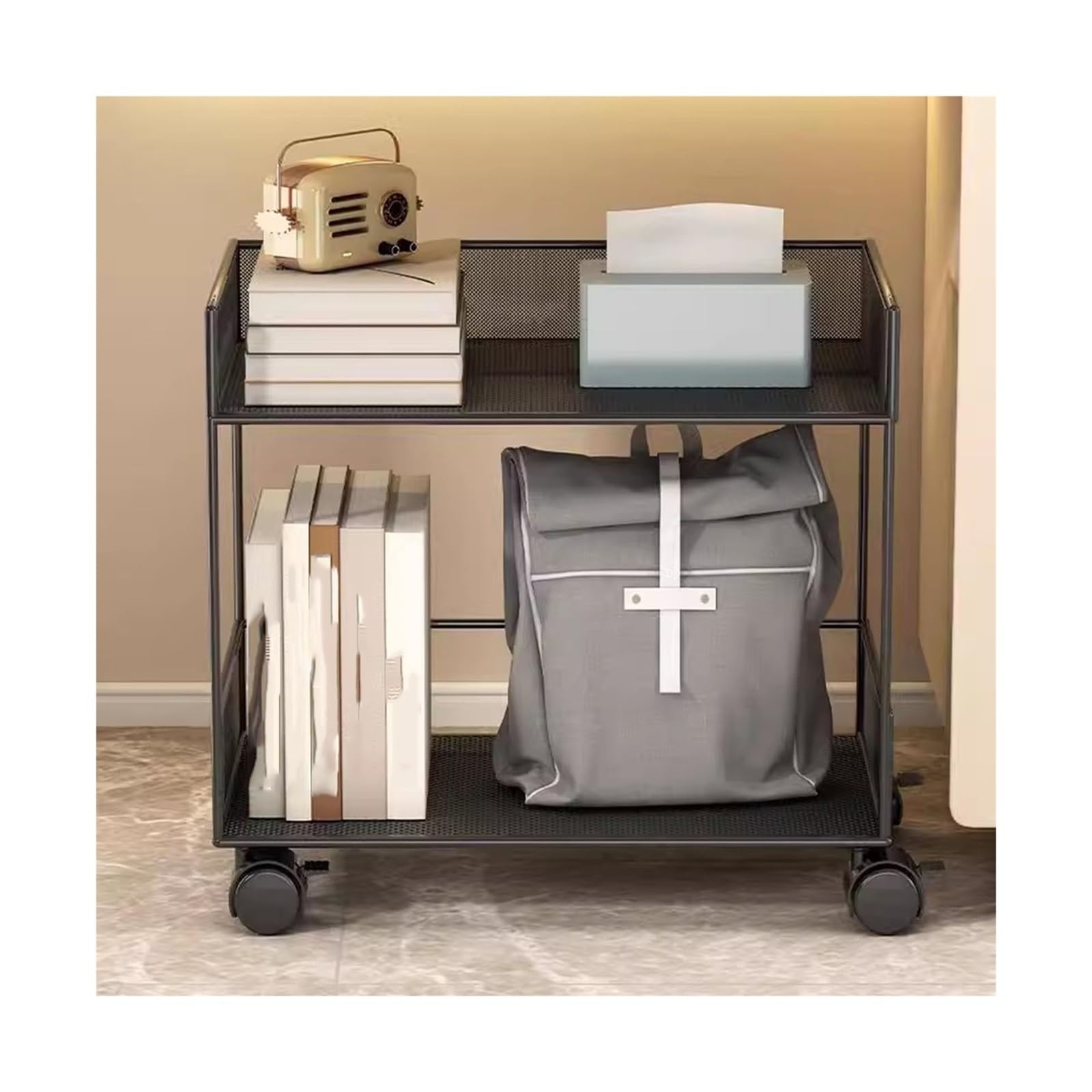 Petit chariot mobile fin pour ranger les livres sous le bureau