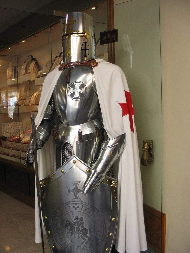 NauticalMart Medieval Knight Armor | Wearable Crusader Suit | 18 Gauge Steel | Full Suit of Armour with Crusader Helmet | for Reenactments & Role-Playing