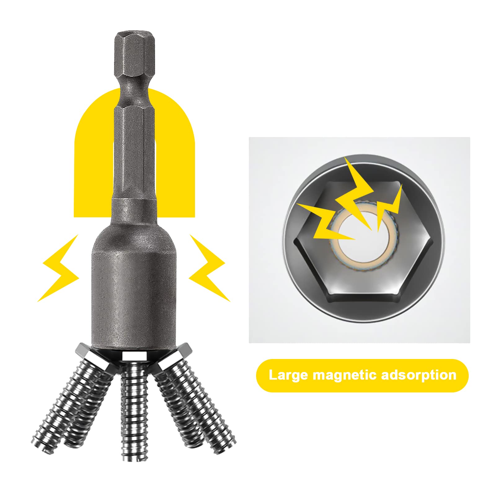 Sourcing Map Magnet-Bits 9/64 Zoll – Sechskant-Schraubendreheraufsätze | 1/4 Zoll Schaft, S2 Stahl | 3 Stück