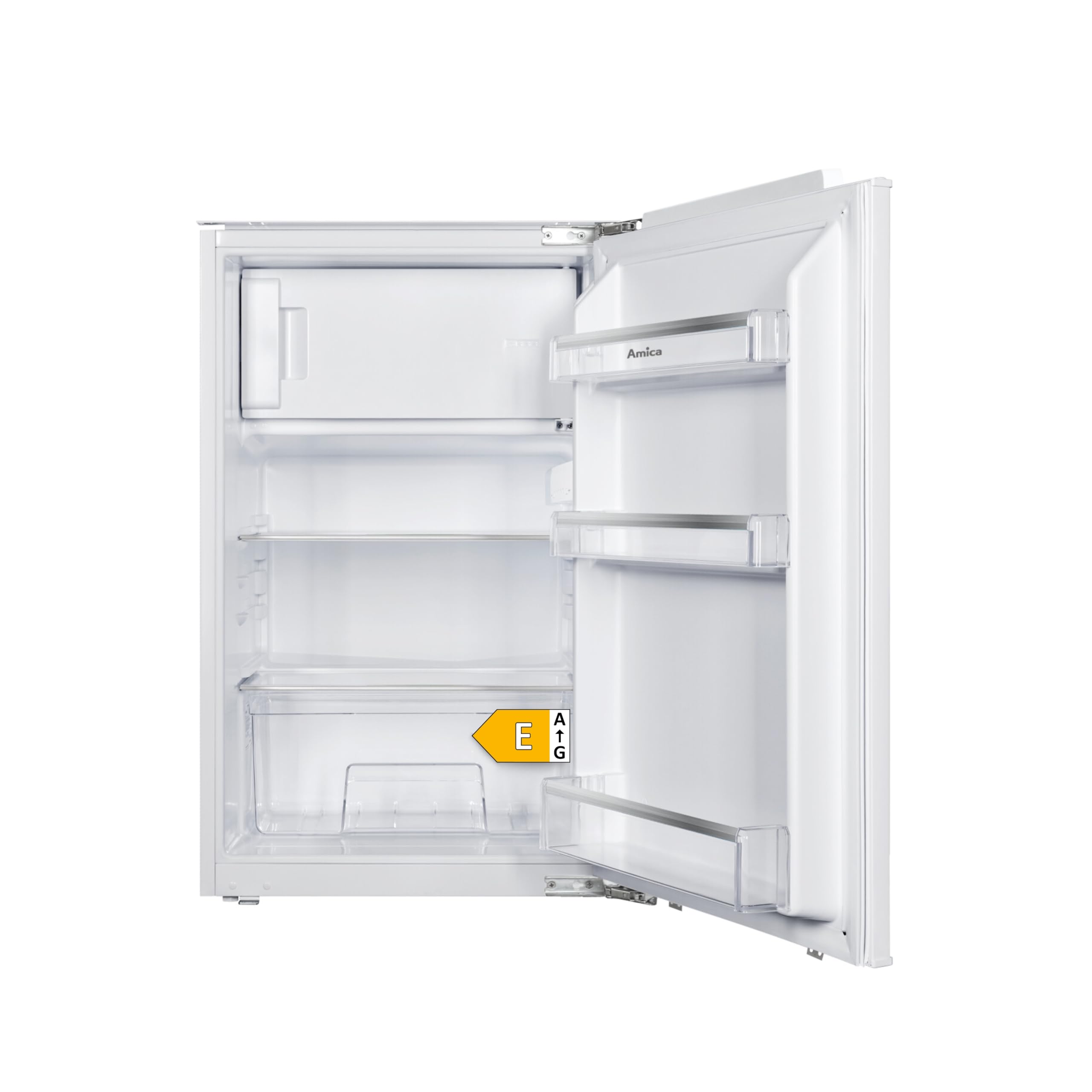 Amica Einbau‑Kühlschrank mit Gefrierfach Festtür‑Technik 880 mm Nische elektronische Steuerung Inverter‑Motor LED Beleuchtung 87,1 x 54 x 54 cm – Einbau Kühl Gefrierkombination