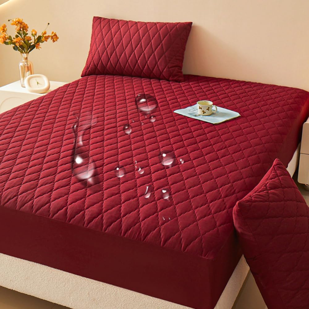 Matratzenschoner Atmungsaktiver,weicher Matratzenschutz Wasserdichtes,rutschfestes Und Staubdichtes Spannbettlaken Schutzauflage In Hotelqualität-Black||200 * 220cm(3-Piece Set)