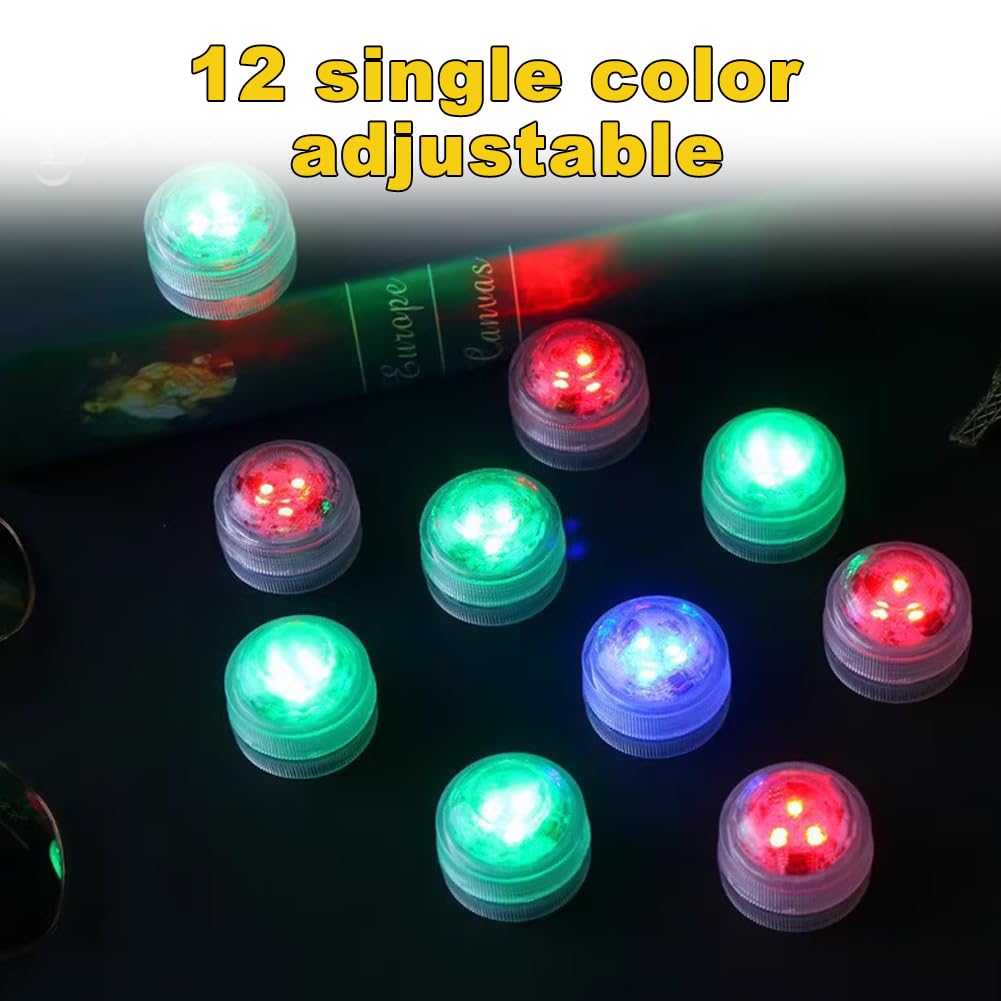 Begonia Pack of 12 Underwater Light, Mini LED Light with Remote Control, Multicoloured RGB Pool Lights, LED Waterproof - Image 4