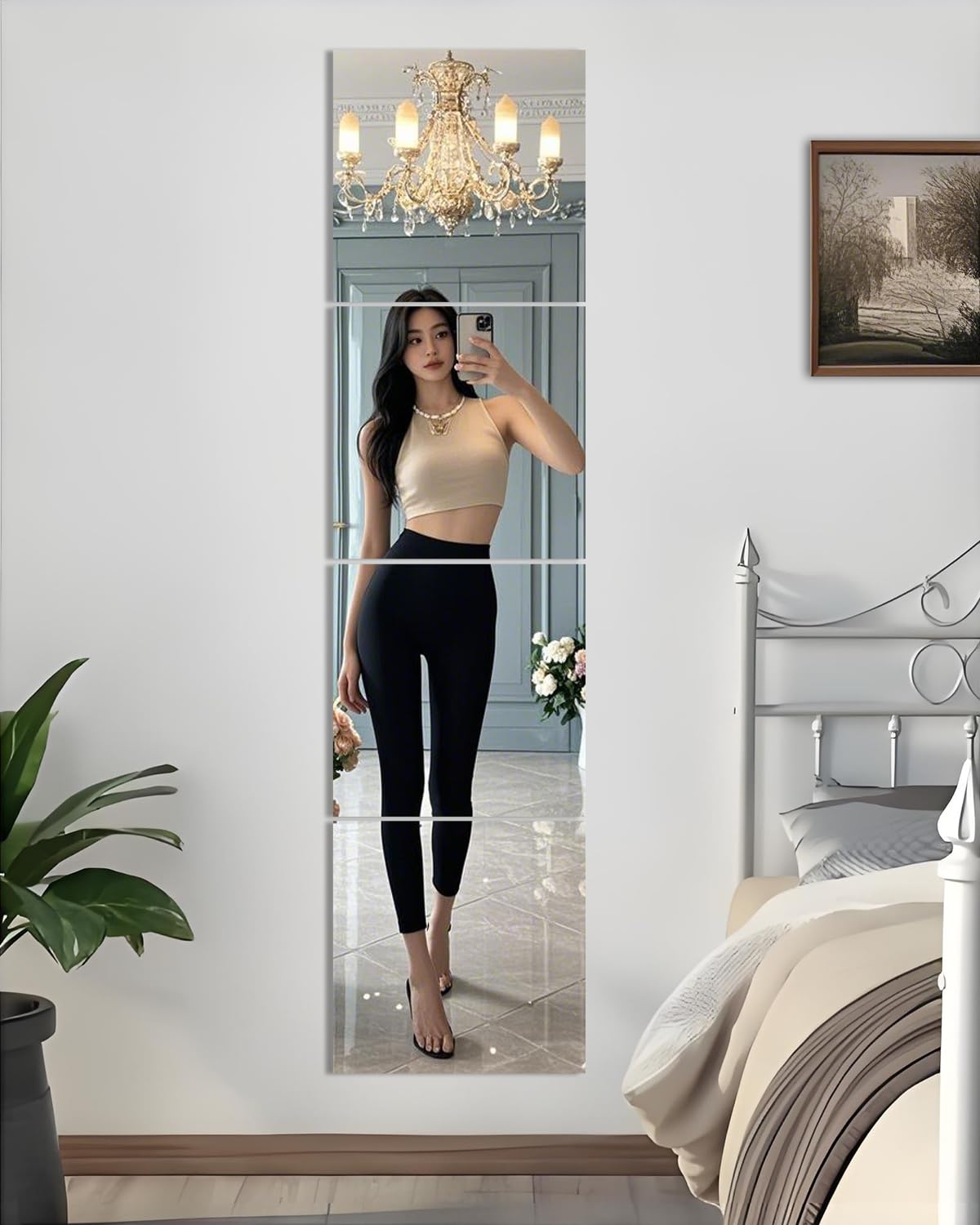 SUNQUEEN 12 x 12 4 Pack Wall Mirror Full Length Glass Mirror Tiles Wall Mounted Full Body Mirrors