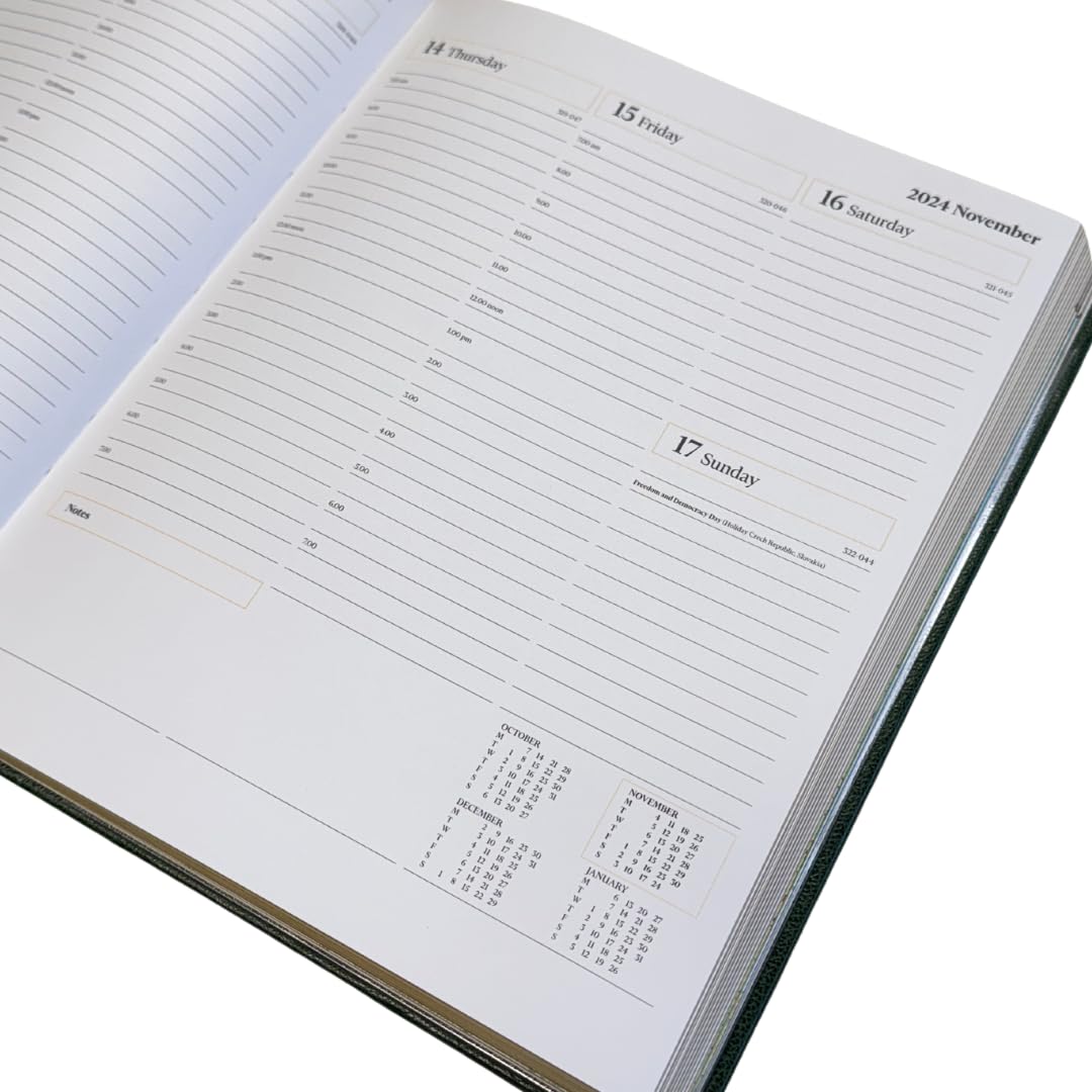 2025 Leather Desk Diary - Week-to-View Planner - Black - Image 3