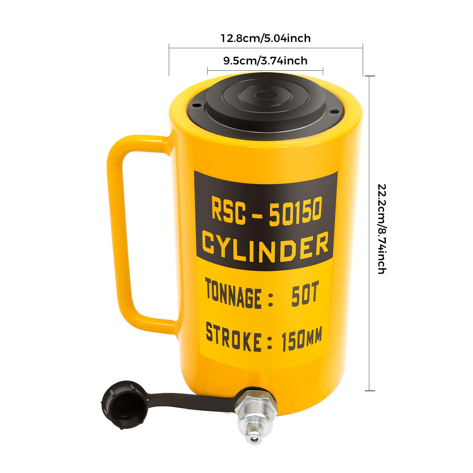 Hydraulic Cylinder Jack, 50T Hydraulic Jack, Hydraulic Jack with Automatic Retraction and Reset Function, Small Hydraulic Cylinder with Portable Handle and Dustproof Cover, for Industry Machinery