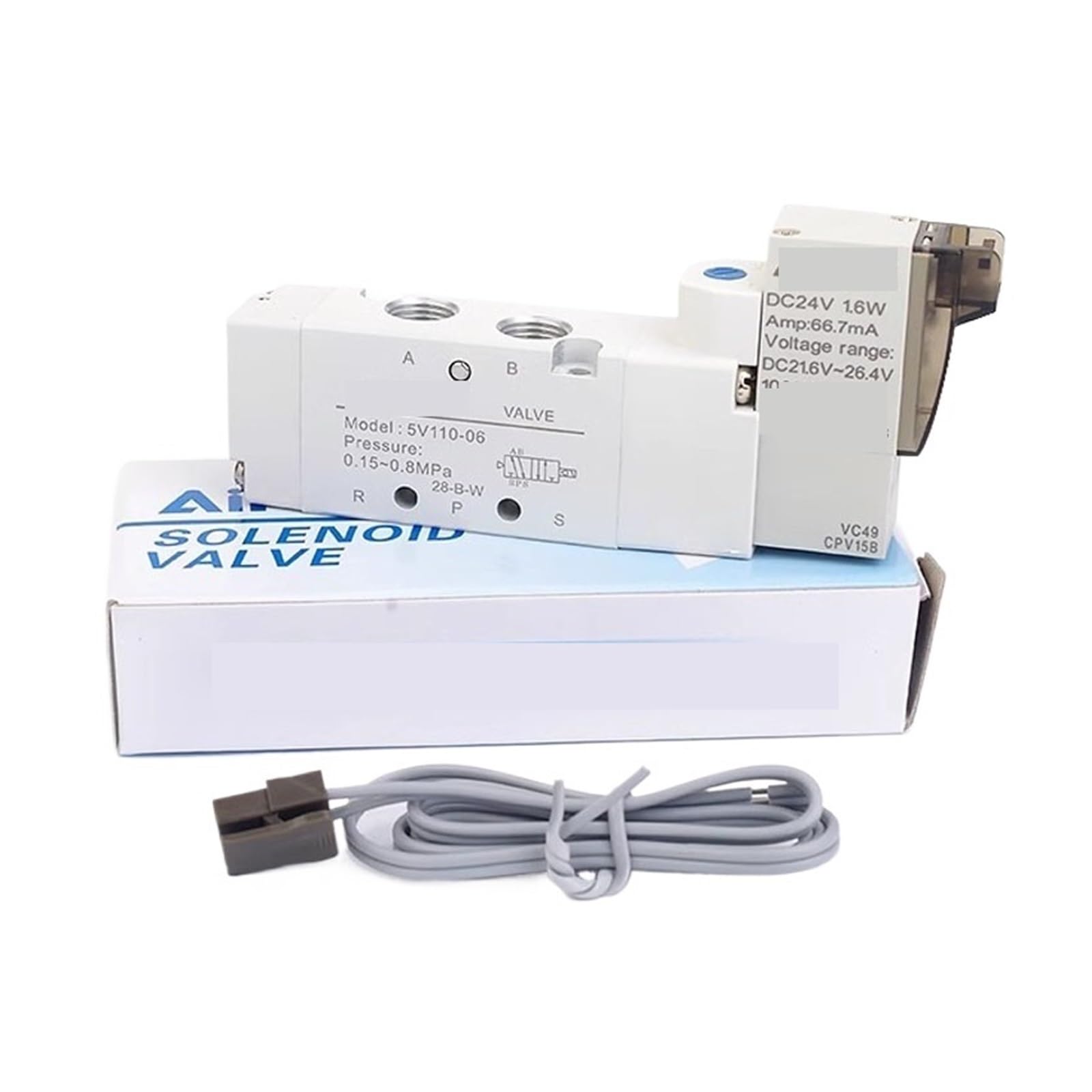 5V110 Pneumatisches Einzelmagnetventil, 5/2 Wege M5 1/8" PT pneumatisches Wegeventil for die industrielle Automatisierung(5V110-M5 050,AC24V)