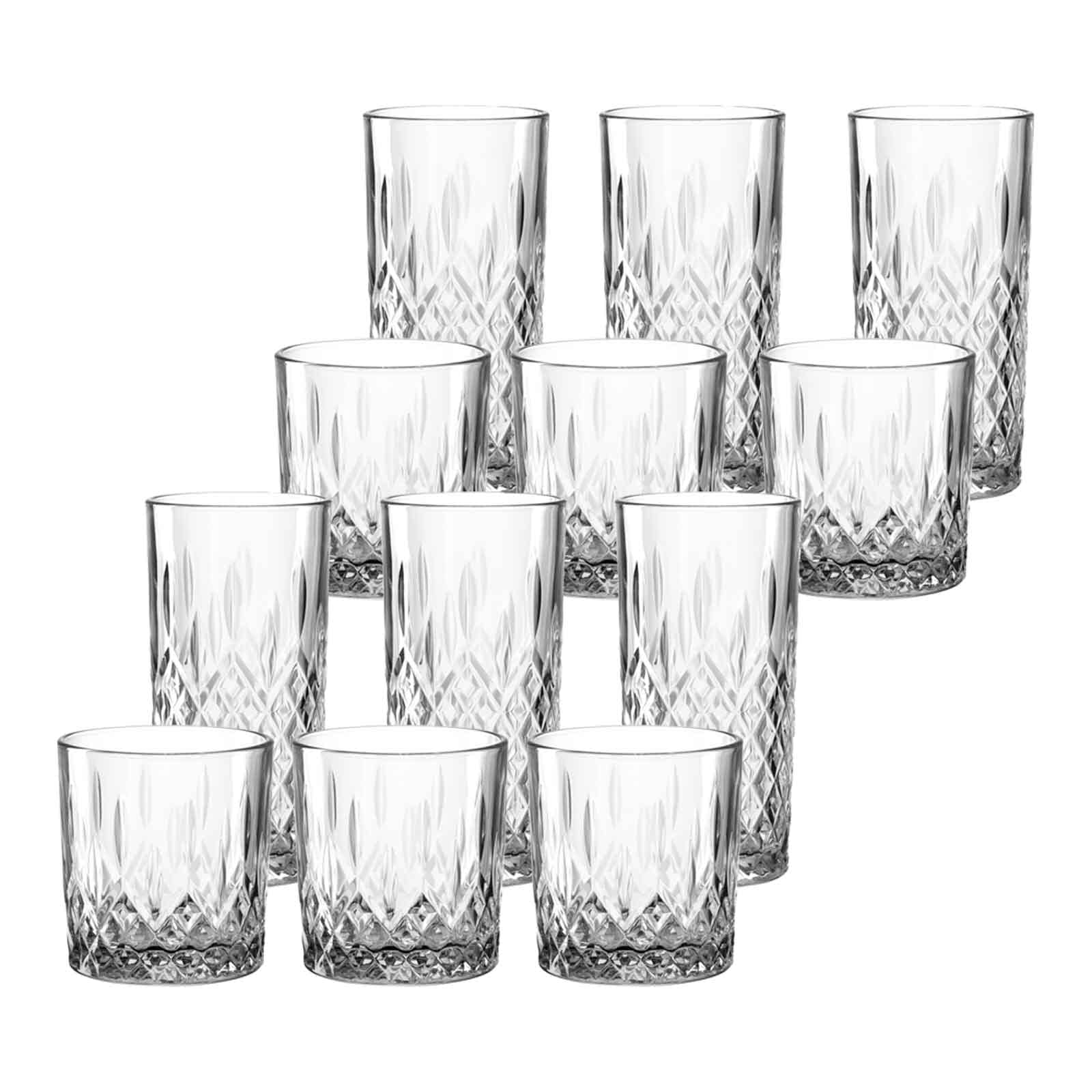 Leonardo 022773 Capri drinkglas, vaatwasmachinebestendig sapglas met reliëf, facetgeslepen waterglas, kleine drinkbeker van glas, 220 ml