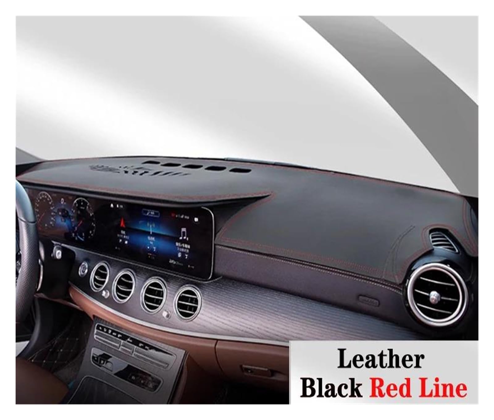 Tapis Tableau Bord intérieur Voiture Tapis Tableau Bord Antidérapant en Cuir PU pour VW pour Golf 7 MK7 2013 2014-2019 Accessoire Voiture(Black Red LineLHD)