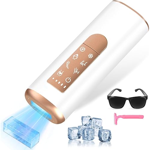 IPL Sapphire Laser Hair Removal for Women & Men with Ice Cooling, Painless Hair Removal Device, 5 Levels & 2 Modes, Infinite Flash & Permanent in Hair Reduction for Body & Face At-Home Use