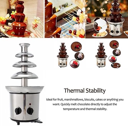 Miniatura 2 de Fuente de fondue de chocolate de 4 niveles, máquina calentadora de chocolate de acero inoxidable para chocolate y mantequilla de caramelo, capacidad