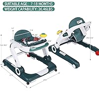 Vista 9 de Kinder King Andador de Bebé con Música y Luces, Andador de Actividad de 5 en 1, Altura y Asiento Ajustables, Aprendizaje Sentado y Paseo Trasero