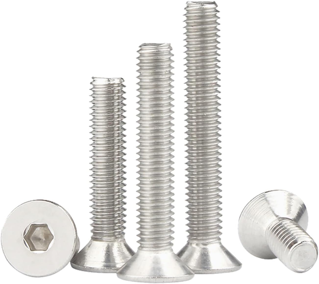 Long Socket Screws Long Socket Screws, 10pcs M4 M5 Length 6-90mm Hexagon Hex Socket Head Flat Countersunk Bolt Screw 304 Stainless Steel(70mm)