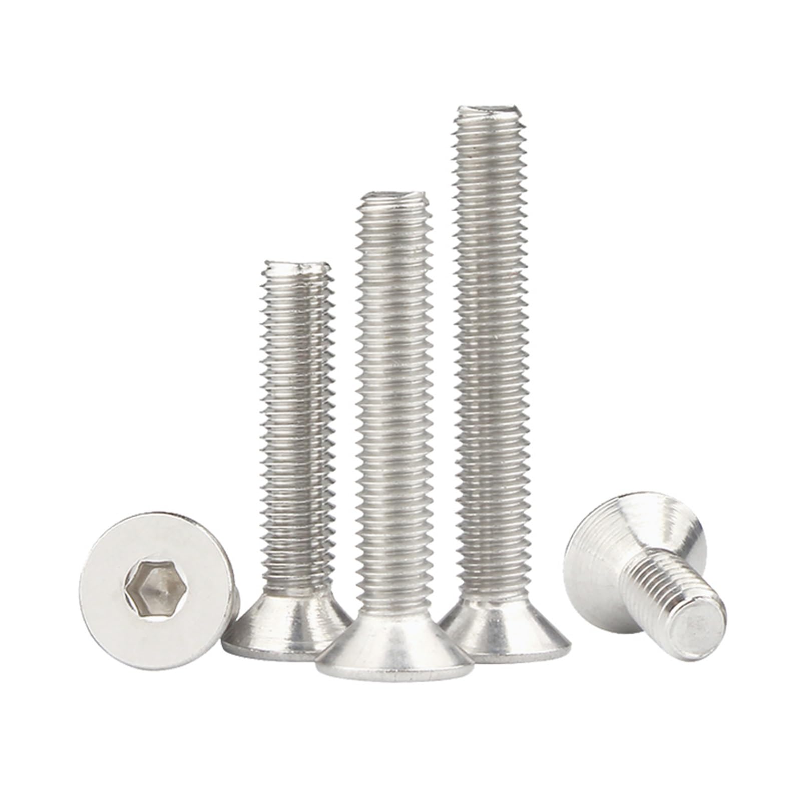 Viti a Bussola Lunga Viti a brugola Lunghe, 10 Pezzi M4 M5 Lunghezza 6-90 mm esagono Incassato Testa Svasata Piatta bullone Vite Acciaio Inossidabile 304(60mm)