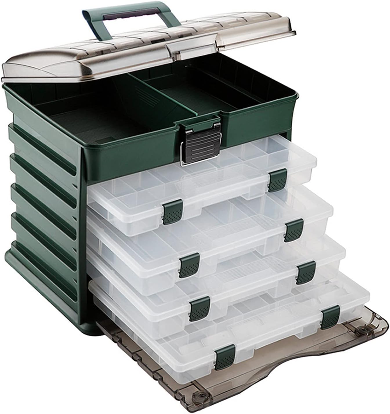 Tackle Box Fishing Tool Box Multi-Layer Fish Lures Container Box Plastic Handle Fishing Lures Thickening Fish Hooks Lines Storage Case Bait Box