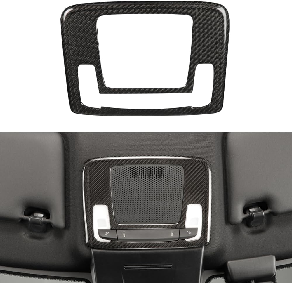 JSWAN Carbon Fiber Car Reading Light Cover Trim Fit for 11th Gen Civic Type R FL5 Typer Front Roof Reading Lamp Cover Car Reading Light Panel Frame Overlay(Bright Black)