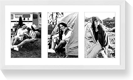 9x18 Oak Wood Picture Frame - 9x18 Photo Frame with Mat Display 3Pcs 5x7 Photos, 5x7 Picture Frame Wood, Natural Solid Wooden Picture Frames for Wall Art Photo and Prints(1 Pack, White)