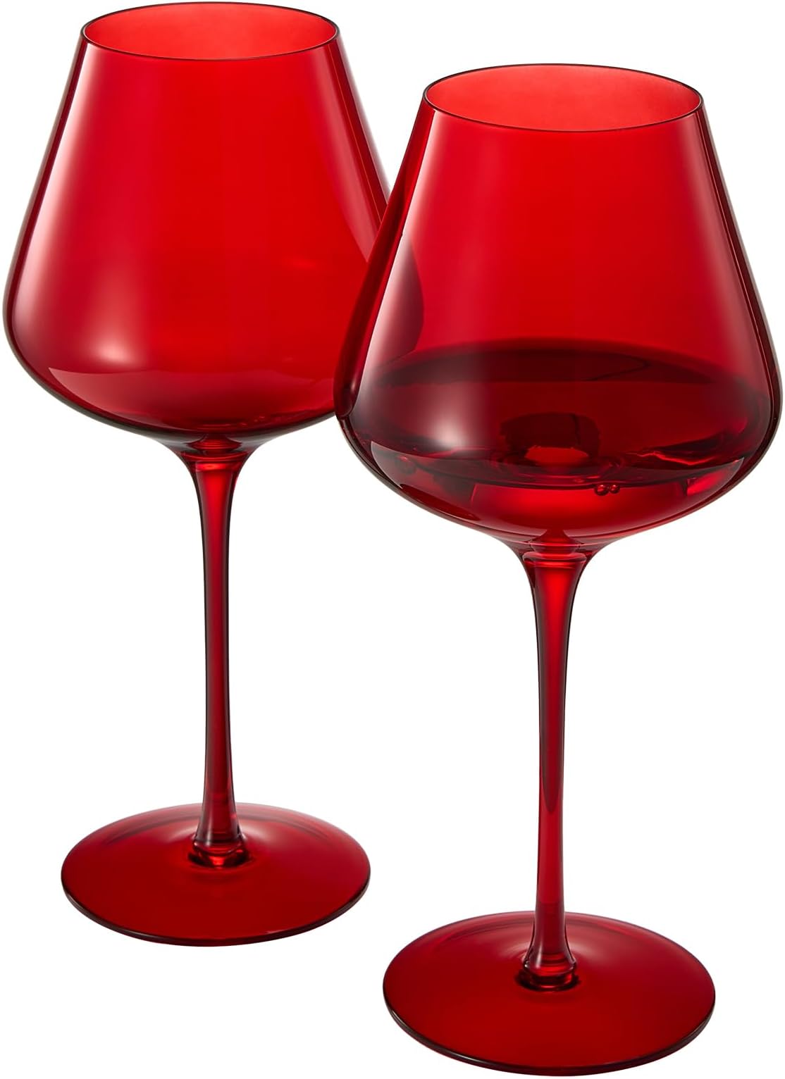 Red Ruby Crystal Wine Glasses Set of 2, Elegant 20oz Tall Drinkware, Glassware for Hosting and Gifting, Sophisticated Italian-Inspired Barware Party Gift to Wife, Mom, or Friend