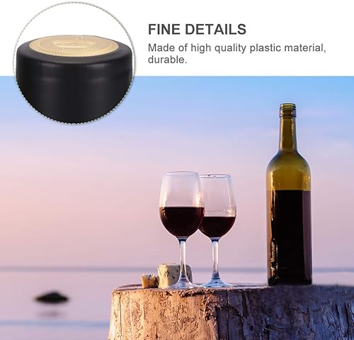 Miniatura 5 de Tofficu 25 cápsulas termorretráctiles negras para botellas de vino, sellador de botellas de vino de 1.181 in de diámetro con diseño fácil de rasgar,