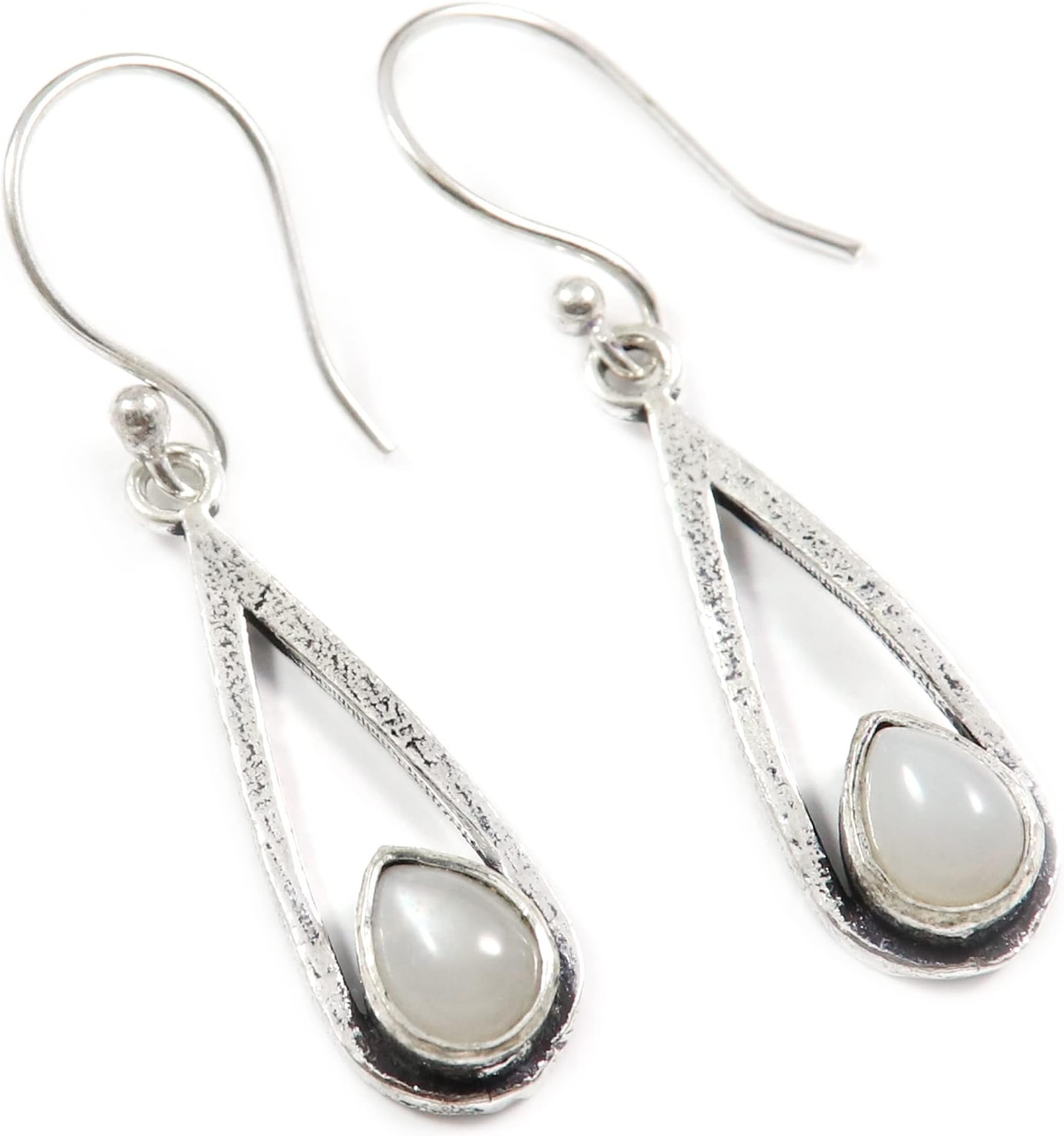 Goyal Crafts Silky Moonstone Natural Gemstone Silver Plated Drop Dangle Earring Jewelry GGTER148D