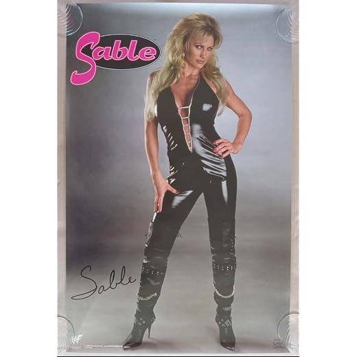 WWF Sable Wrestling Promotional Poster, 1998 Vintage Collectible, Black Outfit
