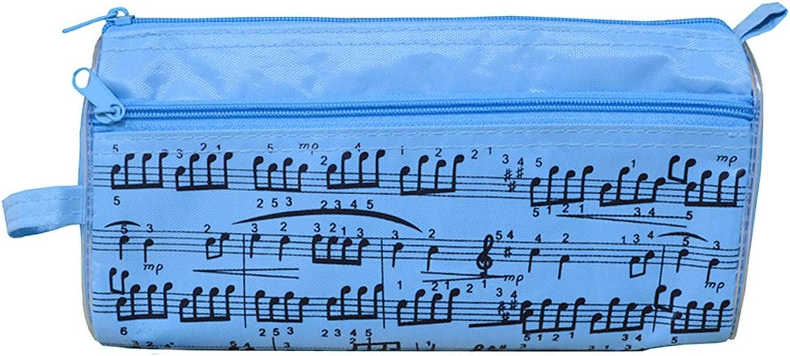 Pencil Bag Music Notes Pen Case Waterproof Oxford Cloth Portable Stationery Pouch Bag with Free Crystal Capacitive Ballpoint Gift